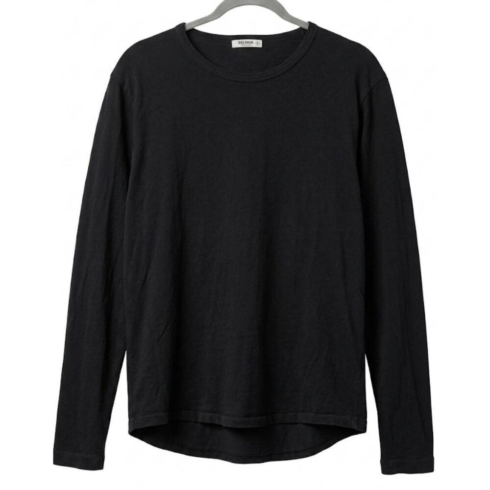 Buckmason mens medium longsleeve tshirt distressed black lightweight